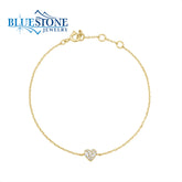 Gold Plated Heart Bracelet with CZs- 7"